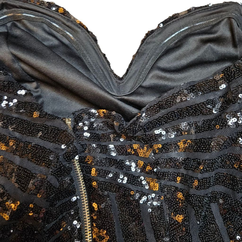 Charlotte Russe Large Black Sequin Strapless Sweetheart Mini Bodycon Dress - Picture 4 of 8